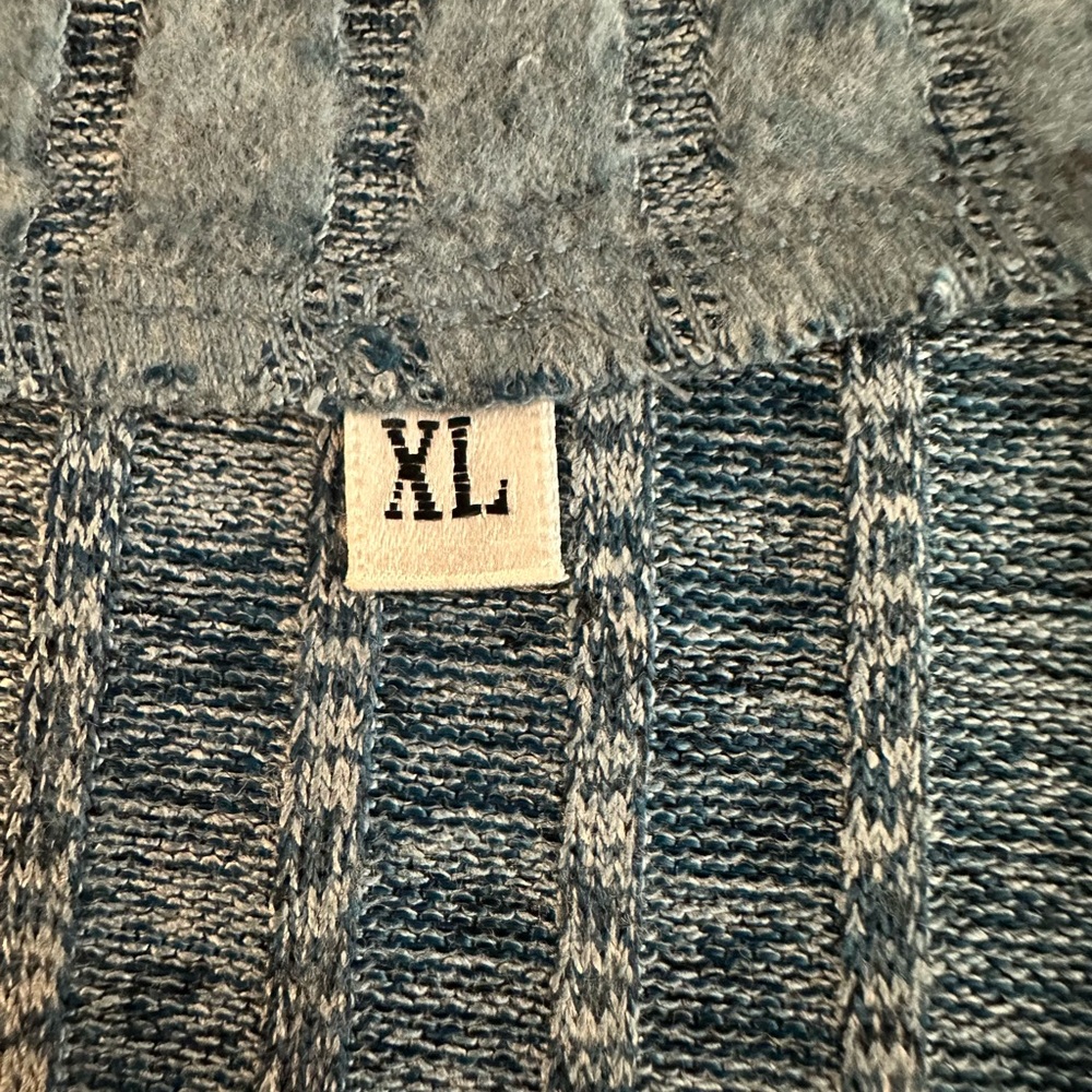 Ribbed V-Neck Long Sleeve Top Blue Size XL Casual Pullover - Picture 6 of 6